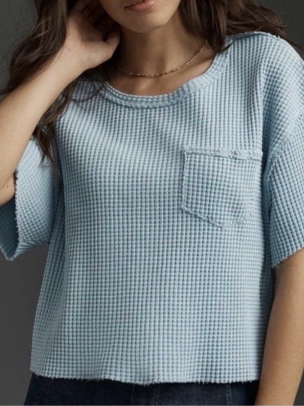 Pilcro Anthropologie Light Blue Short Sleeve Scoop Neck
Thick Waffle Tee Small